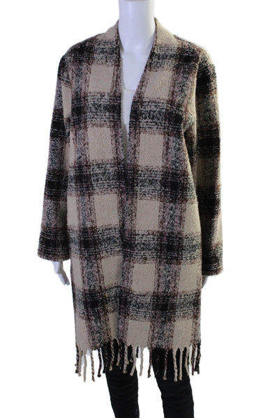 BB Dakota Steve Madden Women's Long Sleeves Open Front Plaid Jacket Size M