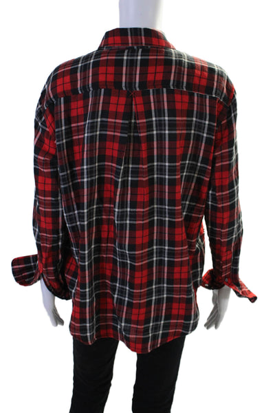 Elizabeth and James Womens Embellish Long Sleeves Button Down Plaid Shirt Size 2