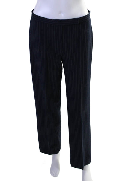 DKNY Womens Zip Front Tapered Leg Pinstriped Dress Pants Blue Size 6