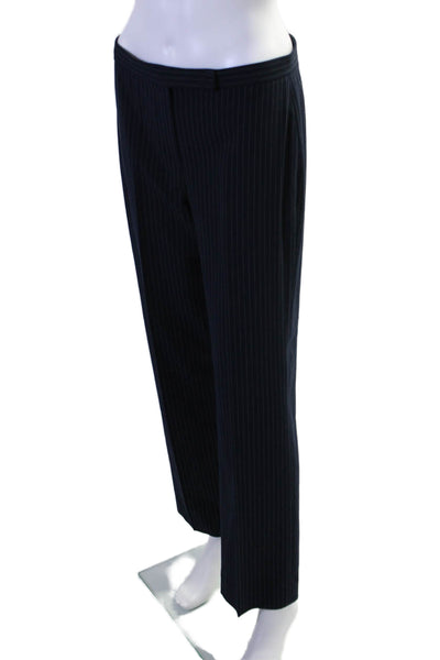 DKNY Womens Zip Front Tapered Leg Pinstriped Dress Pants Blue Size 6