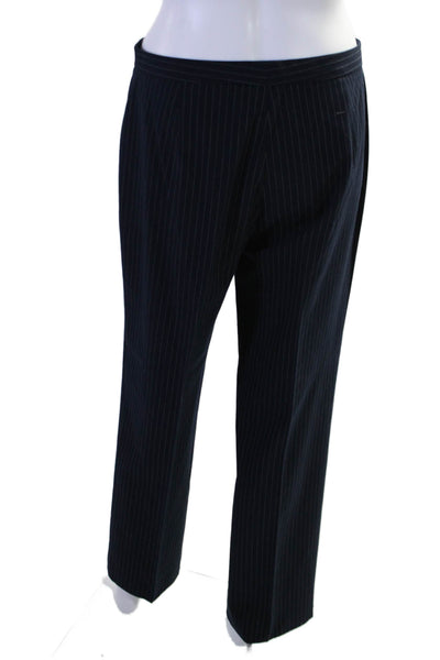 DKNY Womens Zip Front Tapered Leg Pinstriped Dress Pants Blue Size 6