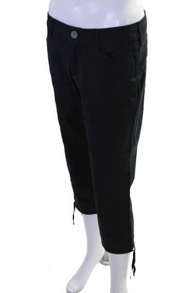 DKNY Jeans Womens Zip Front Tapered Leg Capri Pants Black Size 6 US