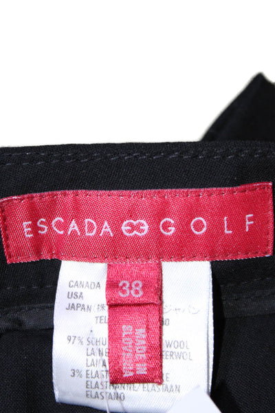 Escada Golf Womens Flat Zip Front Tapered Leg Pants Black Size 38