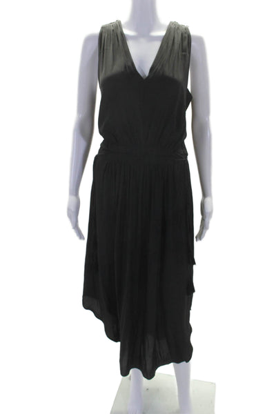 Ramy Brook Womens Black V-Neck Tie Waisted Sleeveless Shift Dress Size M