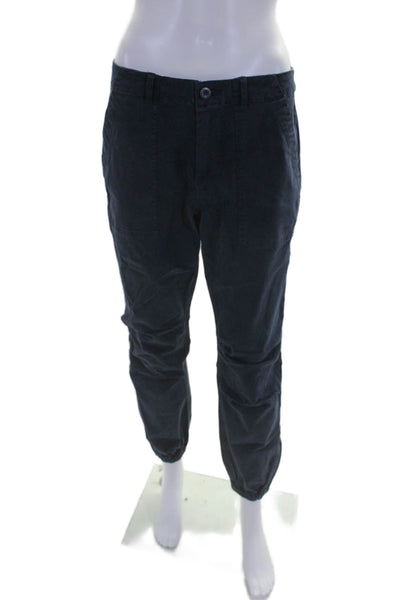 Monrow Womens Navy Blue Cotton High Waisted Zip Cuff Ankle Jogger Pants Size 26