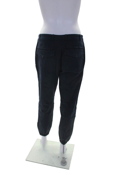 Monrow Womens Navy Blue Cotton High Waisted Zip Cuff Ankle Jogger Pants Size 26