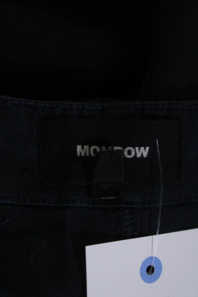 Monrow Womens Navy Blue Cotton High Waisted Zip Cuff Ankle Jogger Pants Size 26