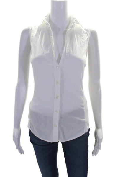 Standard James Perse Womens Cotton Collared Button Sleeveless Blouse White Size
