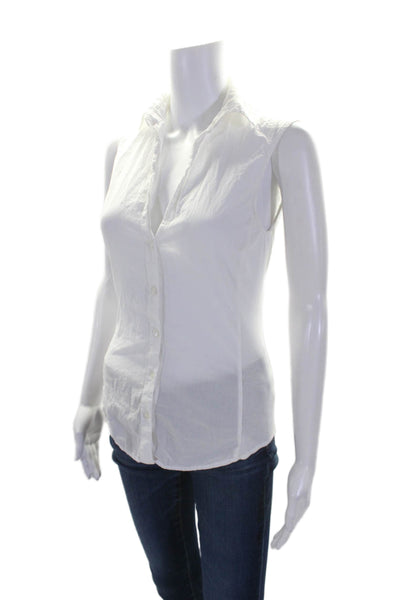 Standard James Perse Womens Cotton Collared Button Sleeveless Blouse White Size