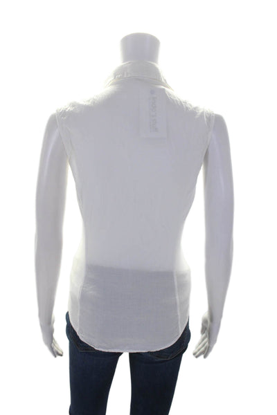 Standard James Perse Womens Cotton Collared Button Sleeveless Blouse White Size