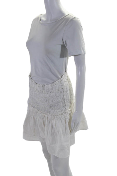 Madewell Womens Smocked Ruffled Pleated Hem Layered Skirt White Size S