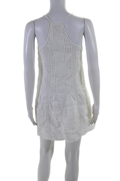 Gore Womens Cotton Geometric Textured Embroidered V-Neck Dress White Size XS