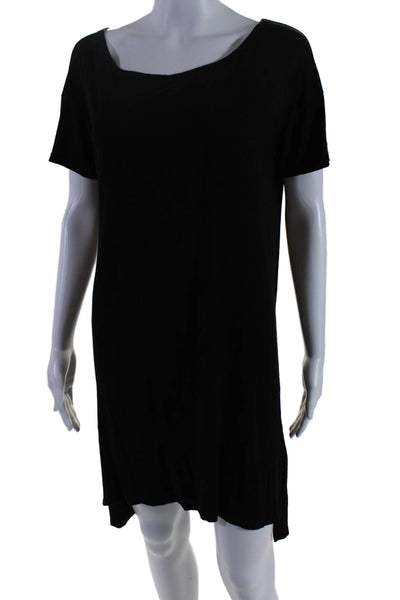 T Alexander Wang Womens Short Sleeve Scoop Neck Mini Pocket Shirt Dress Black XS