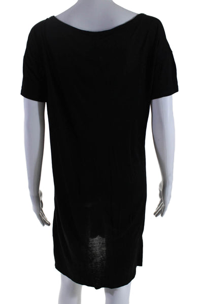 T Alexander Wang Womens Short Sleeve Scoop Neck Mini Pocket Shirt Dress Black XS