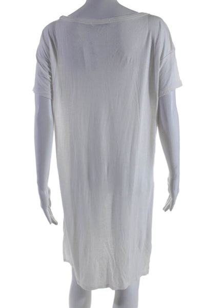 T Alexander Wang Womens Short Sleeve Scoop Neck Mini Pocket Shirt Dress White XS