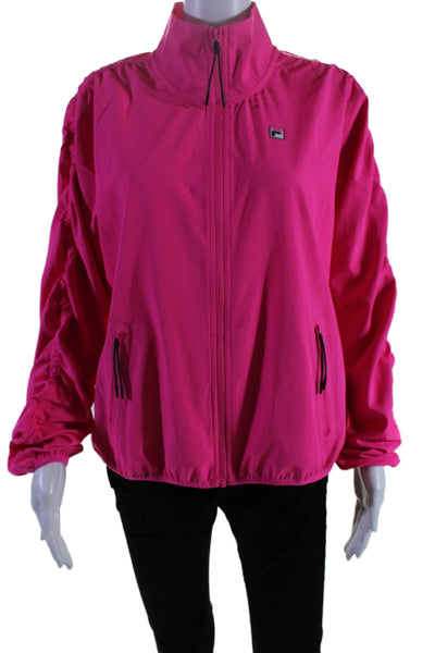 Fila Womens Long Sleeve Front Zip Mock Neck Light Jacket Pink Size Medium