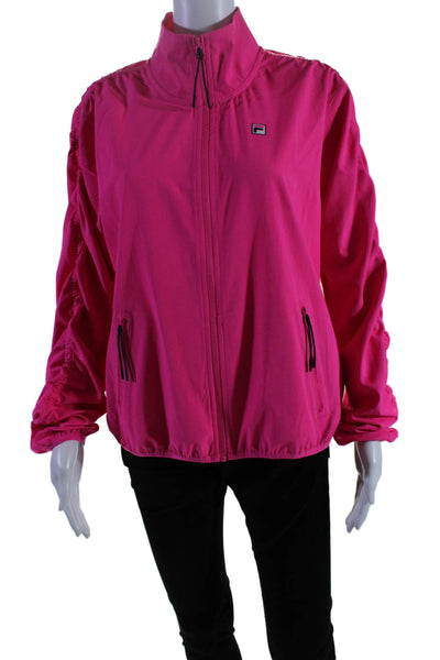 Fila Womens Long Sleeve Front Zip Mock Neck Light Jacket Pink Size Medium