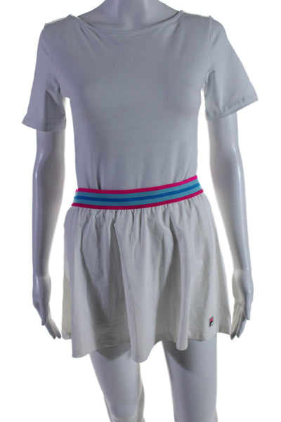 Fila Womens Striped Trim Logo Lightweight Tank Top Skort Set White Size Medium