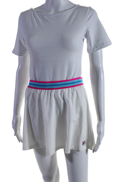 Fila Womens Striped Trim Logo Lightweight Tank Top Skort Set White Size Medium