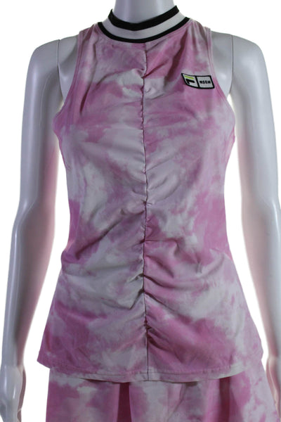 Fila x MSGM Womens Crew Neck Tie Dyed Tank Top Skort Set Pink White Size Medium