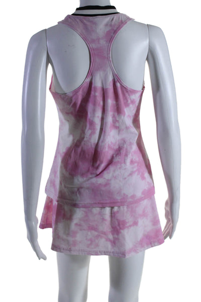 Fila x MSGM Womens Crew Neck Tie Dyed Tank Top Skort Set Pink White Size Medium