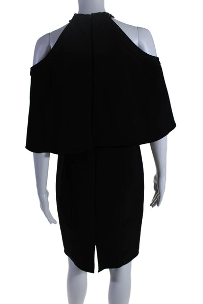 Carmen Marc Valvo Womens Cold Shoulder Short Sleeves Dress Black Size 2