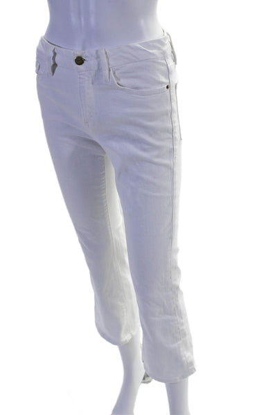 Frame Womens Cotton Zip Button Crop Mini Boot Cut Pants White Size EUR 26