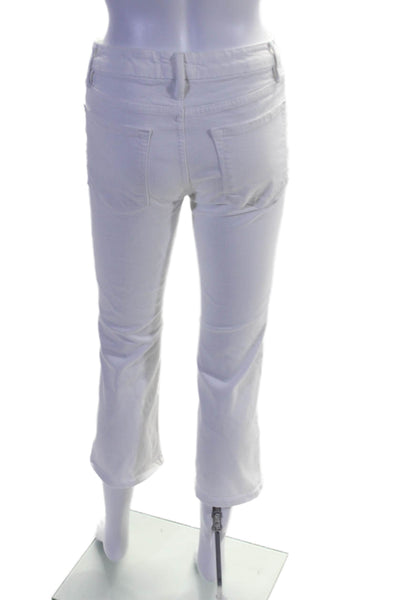 Frame Womens Cotton Zip Button Crop Mini Boot Cut Pants White Size EUR 26