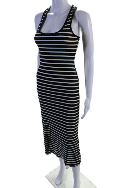 J Crew Womens Cotton Ribbed Stripped Sleeveless Midi Dress Black Size XS