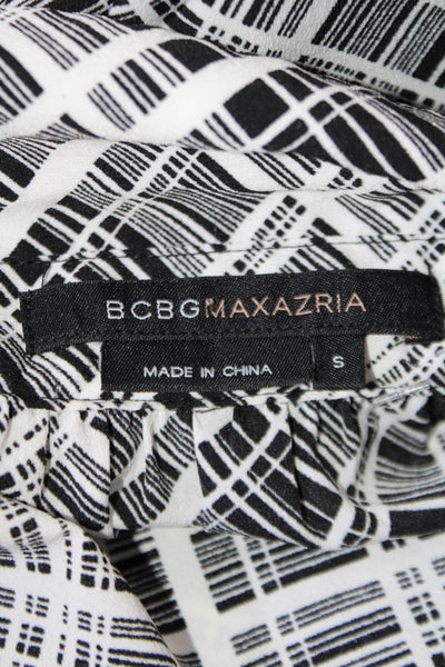 BCBG Max Azria Womens Long Sleeve Collared Button Down Blouse White Small