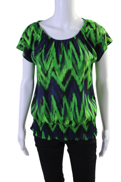 Michael Michael Kors Womens Sleeveless Scoop Neck Abstract Blouse Green Small
