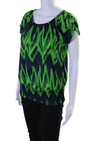 Michael Michael Kors Womens Sleeveless Scoop Neck Abstract Blouse Green Small