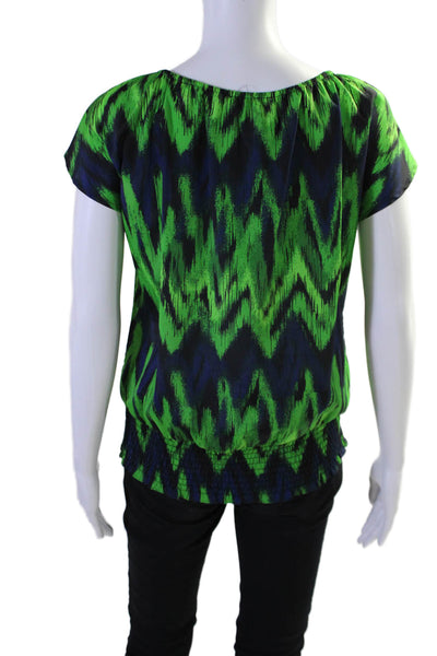 Michael Michael Kors Womens Sleeveless Scoop Neck Abstract Blouse Green Small