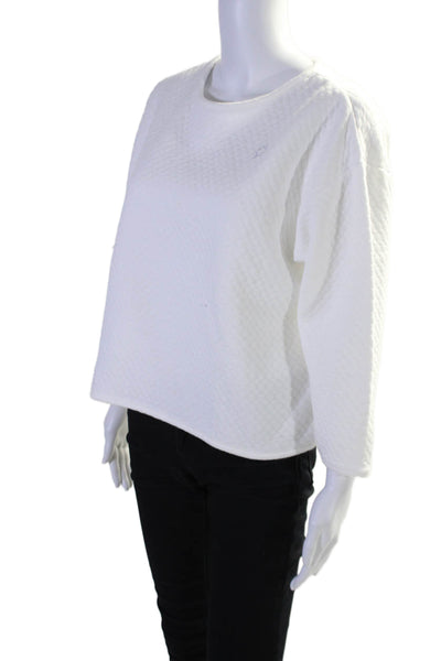 Coton Frais Womens Cotton Long Sleeve Quilted Embroidered Top White Size M