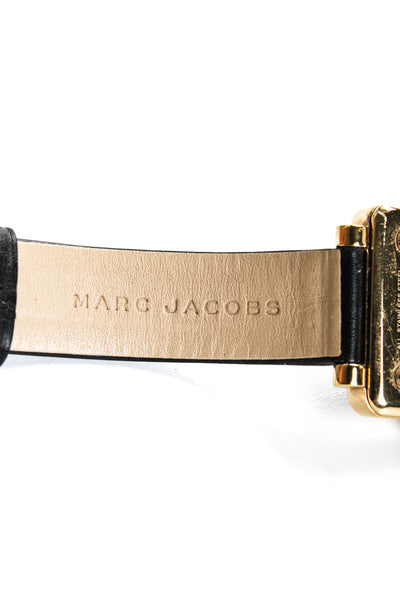 Marc Jacobs Unisex Adults Sterling Silver Leather Band Wrist Watch Black