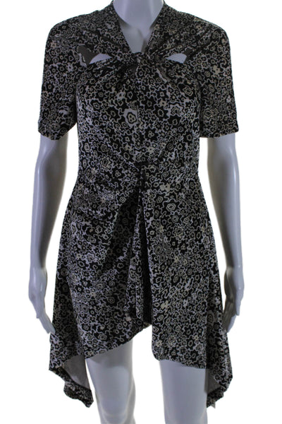 Rosetta Getty Womnens Floral Print A Line Dress Black Beige Size Extra Small