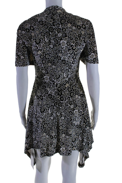 Rosetta Getty Womnens Floral Print A Line Dress Black Beige Size Extra Small