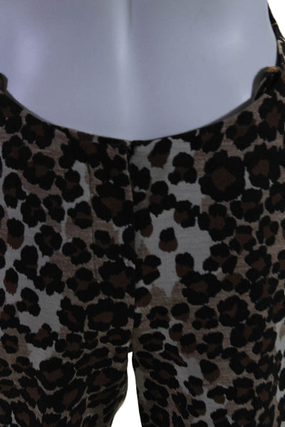 Push Button Womens Animal Print Slim Leg Pants Brown Black Cotton Size Small
