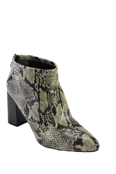 Franco Sarto Womens Snakeskin Print Pointed Toe Ankle Booties Gray Size 9.5