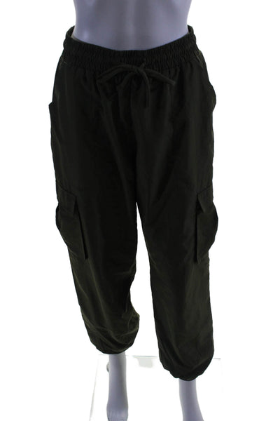 The Upside Womens Drawstring Waist High-Rise Tapered Cargo Pants Green Size XS