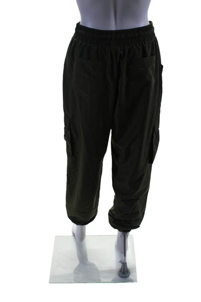 The Upside Womens Drawstring Waist High-Rise Tapered Cargo Pants Green Size XS