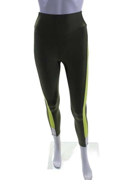 The Upside Womens Stretch Colorblock Mid-Rise Activewear Leggings Green Size 4