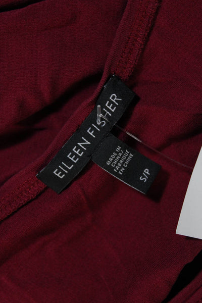 Eileen Fisher Womens Long Sleeve Round Neck Basic Top Burgundy Size S