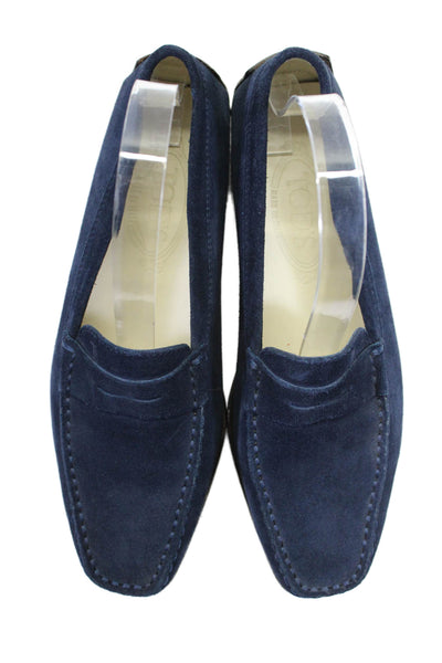 Tods Womens Suede Textured Slip On Casual Oxford Flats Navy Size EUR 38