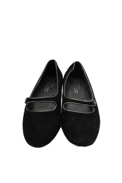 Donald J Pliner Womens Suede Pointed Toe Mary Jane Flats Black Size 8