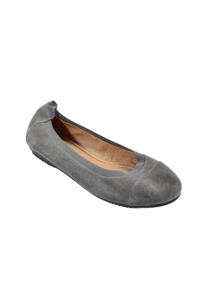 Josef Seibel Womens Suede Round Toe Slip On Flats Gray Size 8