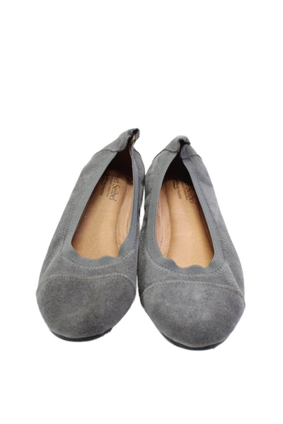 Josef Seibel Womens Suede Round Toe Slip On Flats Gray Size 8