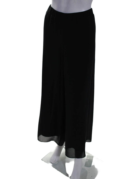 Bob Mackie Womens Layered Elastic Waist High-Rise Wide Leg Pants Black Size LP