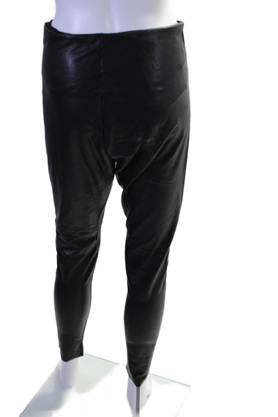 Commando Womens Black Vegan Leather Pull On Skinny Leg Pants Size XL