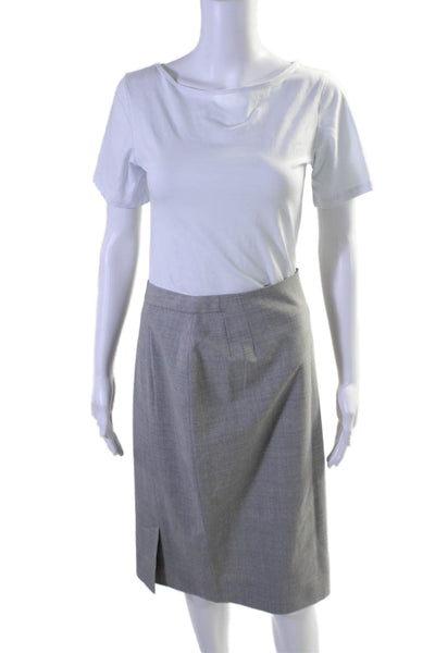 M.M. Lafleur Womens Back Zip Knee Length Pencil Skirt Gray Wool Size 4